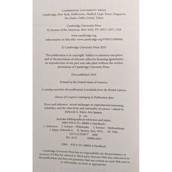 Error and Inference Science Experimental Reasoning Aris Spanos Hardcover Mayo - Picture 3 of 11